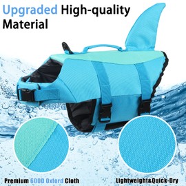 EMUST Dog Life Jacket, Ripstop Dog Lifesaver Vests with Rescue Handle for Small Medium and Large Dogs, Pet Safety Swimsuit Preserver for Swimming Pool Beach Boating (XS,Pool Blue)