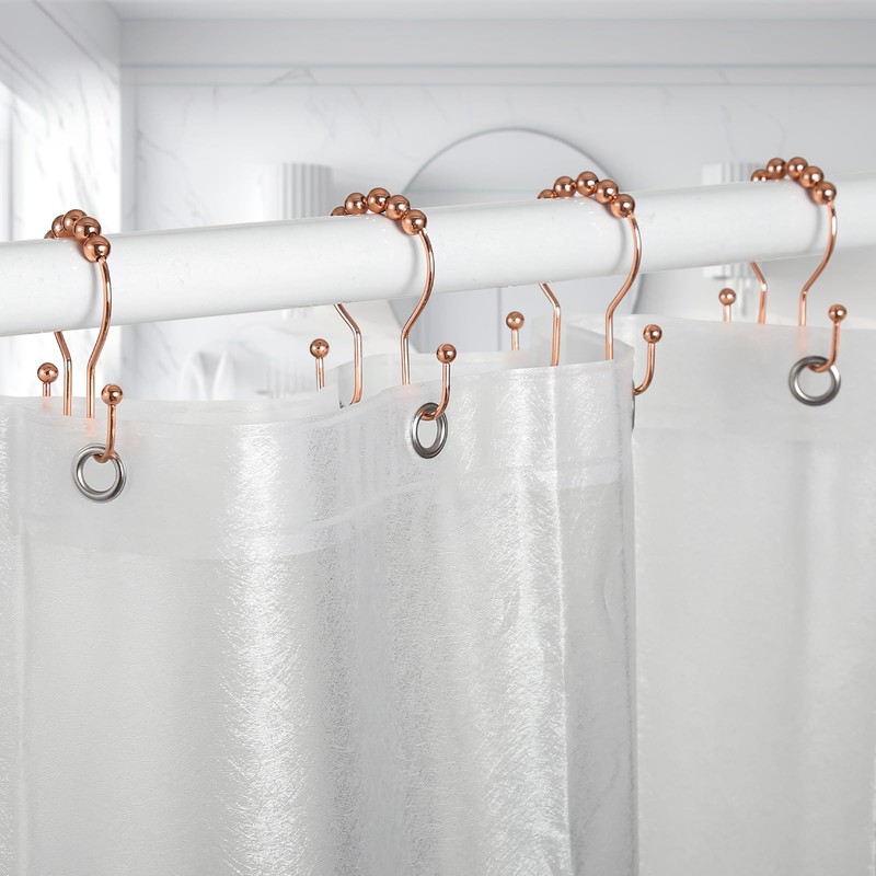 Goowin Shower Curtain Hooks, 12 Pcs Shower Curtain Rings, Stainless