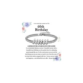 Leyung 60th Birthday Gifts for Women, 6 Circles Bracelet Jewelry for Her Six Decades 60 Year Old Birthday Gift for Mom Grandma Nana Friend Aunt
