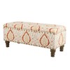 HomePop Large Storage Bench with Nailhead Trim -Orange and Cream
