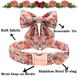 Unique style paws Dog Collar with Tie Adjustable Pink Bowtie Puppy Collars for Small Medium Large Dogs and Cats-M