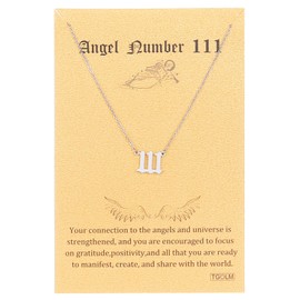 TGOLM Old English 111 Angel Number Pendant Necklace for Women Aesthetic Accessories Jewelry Silver