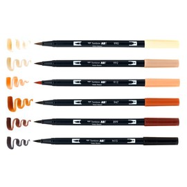 Tombow 56236 Dual Brush Pen Art Markers, Portrait, 6-Pack. Blendable, Brush and Fine Tip Markers