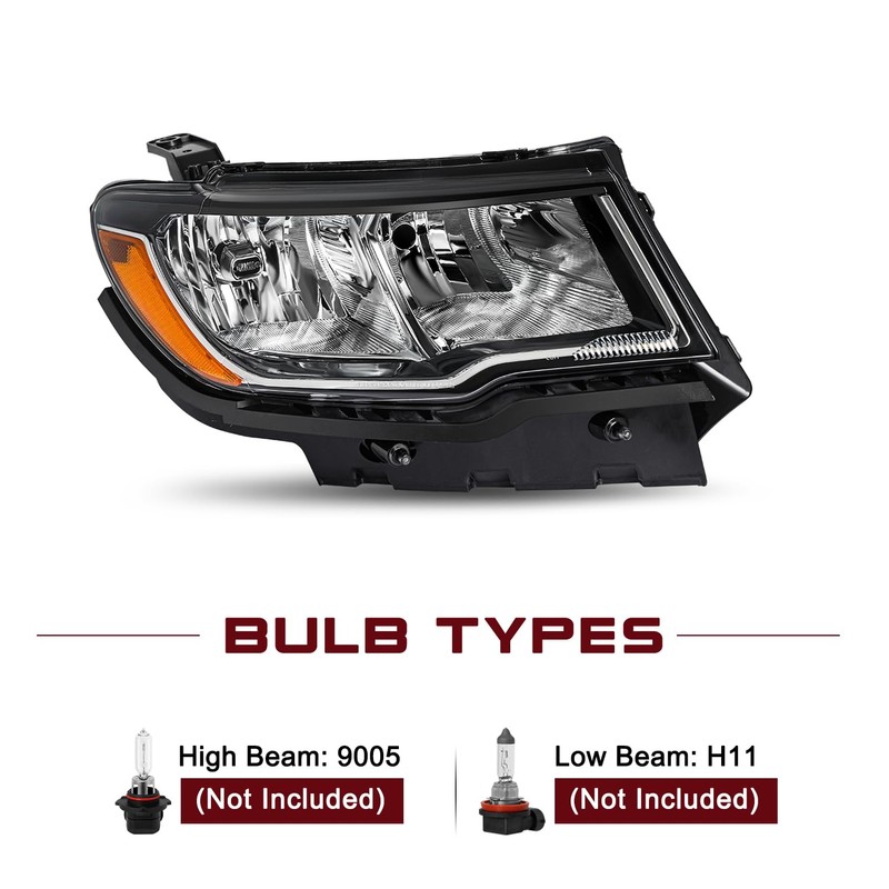 JSBOYAT Halogen Headlight Assembly Replacement for 2017 2018 2019 2020