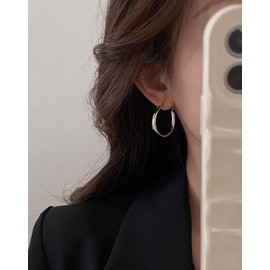 BESTEEL Sterling Silver Hoop Earrings for Women, 5mm Wide Large Flat Silver Hoop Earring, Hypoallergenic Lightweight Oversized Big Hoop Earrings 30mm Silver