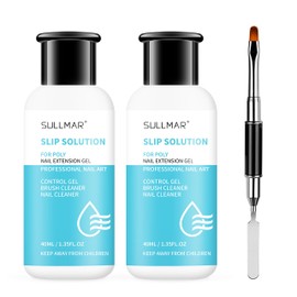 SULLMAR Nail Slip Solution Nail Cleanser 2.7oz Poly Nail Gel Slip Solution Kit Nail Builder Slip Solution for Poly Nail Extension Gel with Dual-Ended Brush for Beginner at Home
