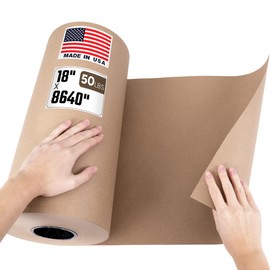 Paclord 18" x 8640" (720 feet) Natural Brown Kraft Paper Roll, 50 Lb Heavy-Duty – Made in USA Large Roll of Brown Wrapping Paper, 3-inch Core – for Packaging, Void Filling, Shipping, School, Crafts