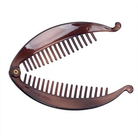 ANCLLO 2 Pcs Large Banana Hair Clips Round Edge Hair Comb Fish Shape Hair Clip Hair Accessories for Women and Girls Brown