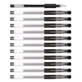 OFFICER PRODUCTS DONAU Gelkugelschreiber Gelstifte Kugelschreiber Gelschreiber / Geltinte Farbe: Schwarz Classic/ 12 Stück (12er Pack)/ Kugeldurchmesser: 0,5 mm/ Wasserfeste und Nicht verblassende Tinte/