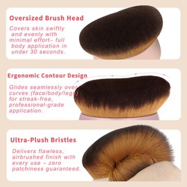 Oversized Self Tanner Brush for Body & Face, Kabuki Brush for Tanning Mousse, Foundation, Bronzer – Blending Contour Makeup Brush for Legs, Back & Full Body, Wet or Dry Use – Pink Rose Gold