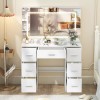 Yamissi New Vanity Table Set Makeup Bedroom Dressing Lighted LED