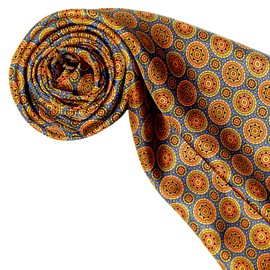 Lorenzo Cana Elegant Men's Scarf 100% Silk in Harmonious Colours Printed Double Layer Silk Scarf Silk Scarf Trend Style 30 cm x 160 cm 8920311, Gold Medium Blue