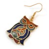 Multicoloured Enamel Owl Drop Earrings In Gold Tone Metal -