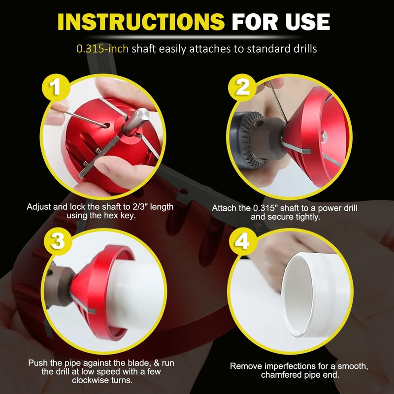 2 in-1 Inner-Outer Pipe Deburring Tool,PVC Chamfer Tool,Chamfer Reamer,Pipe Deburring