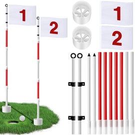 Burbell 2 Pack Golf Flag Stick 6ft Putting Green Flag Golf Hole Cup Pole Pin Numbered Flags for Driving Range Backyard Yard Putting Green and Chipping Greens Gifts
