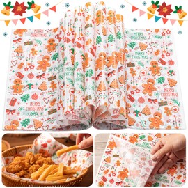 100 Pcs Christmas Wax Paper for Food, Wax Paper Sheets Deli Paper Sandwich Wrap Candy Cookies Wraps