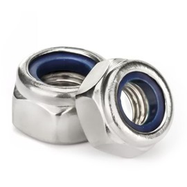 M6 Nylon Insert Lock Nuts, M6-1.0 Nylon Locknuts 304 Stainless Steel 18-8 Lock Nuts, Pack of 50