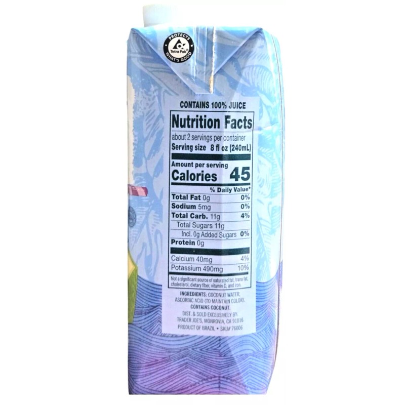 Trader Joe's Brazilian Coconut Water (not from concentrate) 16.9 FL