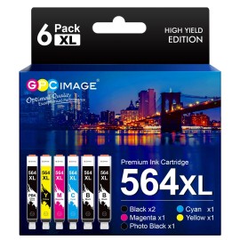 GPC Image 6 Pack Compatible HP 564XL Ink Cartridges Black Cyan Magenta Yellow