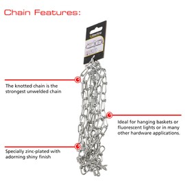 Sterling KZ24L2 Knotted Chain, Bright Zinc, 2.4mm x 2m