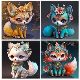 Set of 4 3D Ai Diamond Painting Cat 30 x 40 cm Painting by Numbers Cat 5D Diamond Painting Pictures Children Diamond Painting Diamond Art Diamond Painting Pictures Diamond Painting Cat
