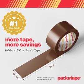 Packatape Packatape - 6 Rolls Per Pack 48MM x 66M Brown Packaging Tape for Parcels and Boxes. This 6 rolls pack of Heavy Duty Brown Packing Tape Provides a Strong, Secure and Sticky Seal for your Boxes