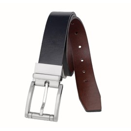 Vince Camuto Belts Men | 35mm Reversible Black Belt to Dark Brown Belt with Edge Crease Detailing and a Gun Metal Finish Belt Buckle | Bonded Leather Belt | Mens Reversible Leather Belt Size 40