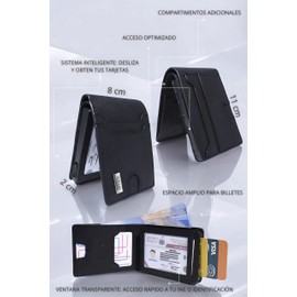 JULUC Cartera para Hombre de Piel con Tarjetero, Billetera Hombre con Proteccion RFID Antirrobo, Carteras para Caballero con Capacidad para 13 Tarjetas, Billetes y Ventana DNI, Regalos para Hombres