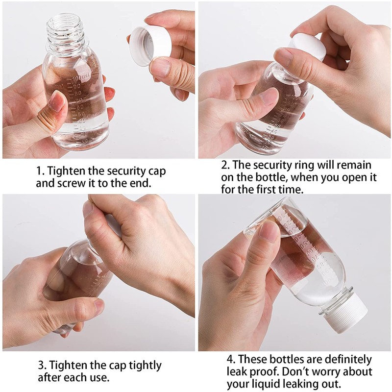 WUWEOT 40 Pack 100ml Clear Plastic Travel Bottles, Empty Refillable