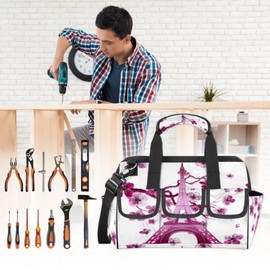Flower Tower Watercolor Tool Bag Multi Pockets Wide Mouth Tool Pouch For Men Women Waterproof Soft Bottom Tool Tote Removable and Adjustable Garden Tool Backpack 14.8 Inch