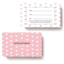 ITZAMNA Pink Appointment Cards Love Heart Shape Client Appointment Reminder Card for Salon Makeup Artist Hair Stylist Nail Beauty Therapy Dentist pet Care Pack of 200