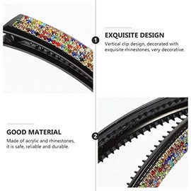 Beaupretty - Pinza para el pelo, diseño de plátano con diamantes de imitación de cristal acrílico, clip vertical para cabello grueso,