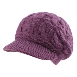 Twist Women Visor Hat Warm Fleece Lined Beret Hats Winter Knit Hats for Women (Purple)