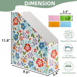 WRINGKIT 20 Pack Cardboard Magazine File Holder, Foldable Magazine Organizer Box, Large Vertical Magazines Storage Bin with Blank Label Sticker for School Office Shelves, File Folders for Documents