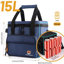 CaCTOUR Large Lunch Bag Insulated Lunch Box,Freezable Lunch Cooler Bag for Adult Men Women- 15L Insulated Lunch Bag Leakproof Mens Lunchbox for Work Office Picnic (Navy)