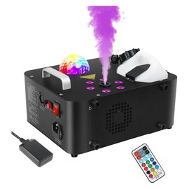 ENDYSHOW Fog Machine,1000W DJ Smoke Machine Maker with Disco Ball&6 RGB LED Lights Produce 30000 CFM Smoke Vertically or Horizontally by Remote Control for DJ Party Wedding Stage Show Lighting