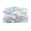 JSD White Blue Floral Printed Sheet Set King Size, 4