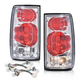 PIT66 Tail Lights Compatible with Toyota Hilux 1989 1990 1991 1992 1993 1994 1995 Pickup Truck Rear Brake Lamps Clear Lens Chrome Housing
