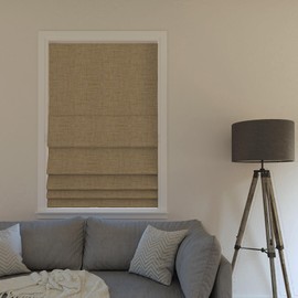 Sun Zero Seraphina Textured 100% Total Blackout Cordless Roman Shade, Taupe, 31" W x 64" H
