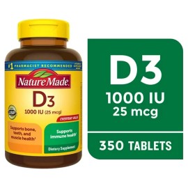 Unbranded Nature Made Vitamin D3 1000 IU (25 mcg) Tablets Dietary Supplement 350 Count