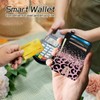 BWEGRHE Small Travel Wallets, Pink Glitter Leopard Slim Minimalist Front