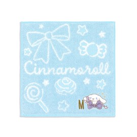Towel Museum Sanrio Big Ribbon Cinnamon Roll Towel Handkerchief BM Blue Initial M 28-2030070 Approx. 9.8 x 9.8 inches (25 x 25 cm)