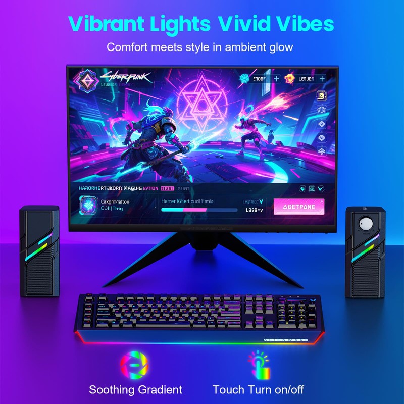 LENRUE Computer Speakers for Desktop PC with Easy Knob, Clear