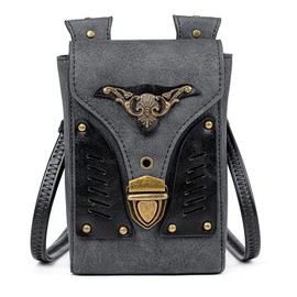 Small Crossbody Bag Shoulder Purse Leather Belt Pouch Waist Bag Fanny Pack Phone Holder Medieval Vintage Festival Renaissance Punk Costume Travel Wallet (Gray 092)