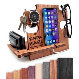 Dockingstation personalisiert, Emotionale Geschenk Vatertag, Organizer aus Holz mit Gravur, Papa Geschenk Liebevolle, Persönliches Geschenk von Tochter oder Sohn, Vatertagsgeschenk für Papa