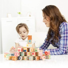 Joqutoys ABC Wooden Building Blocks for Toddlers 1-3 Large, 26 PCS Alphabet & Number Stacking Blocks, Educational Learning Toys for Boys Girls Kids Gifts 1.65''