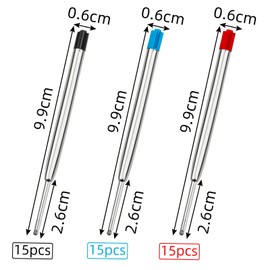 SWTYExt Pack of 30 Ballpoint Pen Refills Blue Black Red Ballpoint Pen Large Capacity Refills G2 Format Ballpoint Pen Refills Metal for Ballpoint Pen Replacement Refills Ballpoint Pen 1.0 mm Line Width
