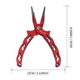 Fishing Pliers Saltwater Resistant Fishing Gear, Tungsten Carbide Cutters, Split Ring Pliers, Hook Remover with Coiled Lanyard and Sheath