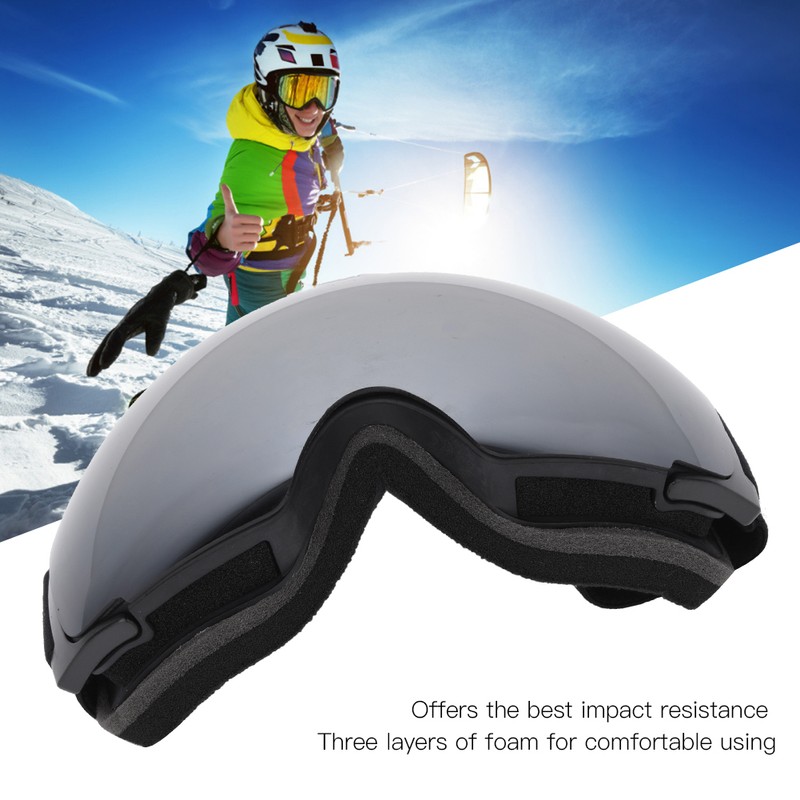 Outdoor Magnet Double Layer Antifog Skiing Goggles for Climbing Snowboardingsilver