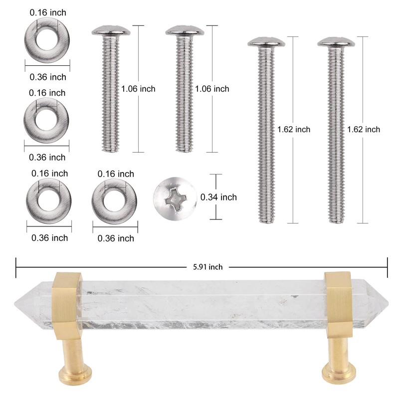 mookaitedecor Pack of 2 Brushed Brass with Quartz Crystal Double